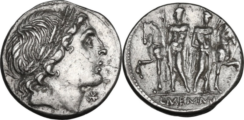 L. Memmius. Denarius, 109 or 108 BC. Cr. 304/1; B. (Memmia) 1. AR. 3.63 g. 19.00...