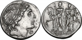 L. Memmius. Denarius, 109 or 108 BC. Cr. 304/1; B. (Memmia) 1. AR. 3.63 g. 19.00 mm. EF/VF.