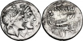 Mn. Fonteius. AR Denarius,108 -107 BC. Cr. 307/1a; B. 8. AR. 3.78 g. 19.00 mm. Good VF/VF.