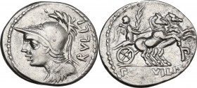 P. Servilius M.f. Rullus. AR Denarius, 100 BC. Cr. 328/1. AR. 3.94 g. 20.50 mm. VF.