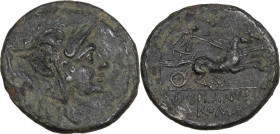 D. Junius Silanus L.f. Denarius, 91 BC. Cr. 337/3; B. (Junia) 15-16. AR. 3.25 g. 19.00 mm. Toned. About VF.