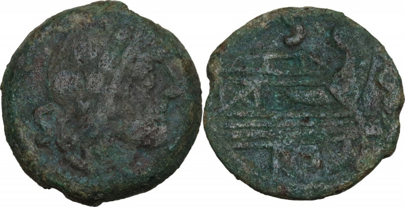 Anonymous. AE Semis, 91 BC. Cr. 339/2. AE. 7.48 g. 21.00 mm. Emerald green patin...