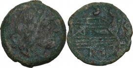 Anonymous. AE Semis, 91 BC. Cr. 339/2. AE. 7.48 g. 21.00 mm. Emerald green patina. Good F.