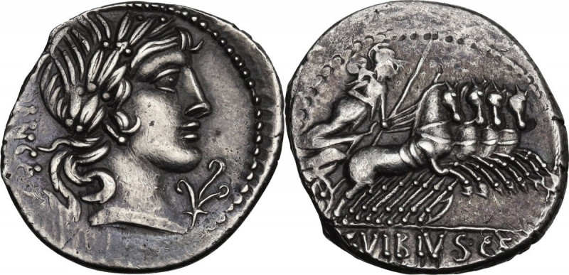 C. Vibius C.f. Pansa. AR Denarius, circa 90 BC. Cr. 342/5b; B. 2. AR. 3.96 g. 20...