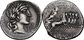 C. Vibius C.f. Pansa. AR Denarius, circa 90 BC. Cr. 342/5b; B. 2. AR. 3.96 g. 20.00 mm. Nicely toned. Good VF.