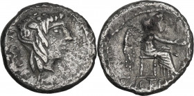 M. Cato. Quinarius, 89 BC. Cr. 343/2a; B. -. AR. 1.89 g. 14.00 mm. VF.