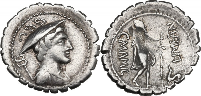 C. Mamilius Limetanus. Denarius serratus, Rome mint, 82 BC. Cr. 362/1; B. 6 (Mam...