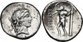 L. Marcius Censorinus. Denarius, Rome mint, 82 BC. Cr. 363/1d; B. 24 (Marcia). AR. 3.95 g. 18.00 mm. Partly toned. About EF.