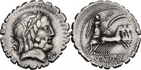 Q. Antonius Balbus. AR Denarius serratus, 83-82 BC. Cr. 364/1c; B. 1. AR. 3.73 g. 19.00 mm. Good metal and full weight. VF.
