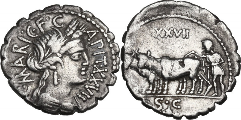 C. Marius Capito. Denarius serratus, Rome mint, 81 BC. Cr. 378/1a; B. 7-9 (Maria...