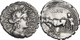 C. Marius Capito. Denarius serratus, Rome mint, 81 BC. Cr. 378/1a; B. 7-9 (Maria). AR. 3.82 g. 19.00 mm. About EF/Good VF.