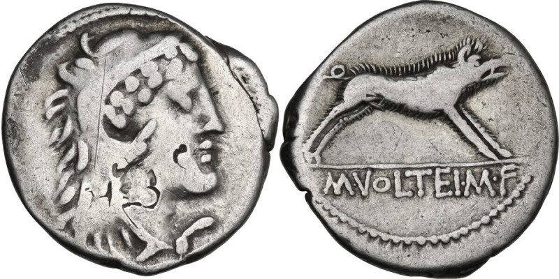 M. Volteius. Denarius, Rome mint, 78 BC. Cr. 385/2; B. 2 (Volteia). AR. 3.92 g. ...