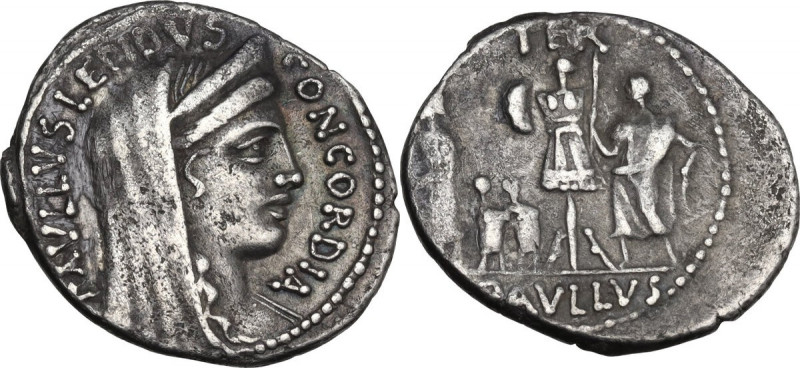 L. Aemilius Lepidus Paullus. AR Denarius, 62 BC. Cr. 415/1. AR. 3.65 g. 20.00 mm...