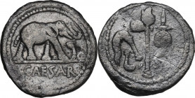 Caius Julius Caesar. Denarius, mint moving with Caesar, 49-48 BC. Cr. 443/1; B. 9 (Julia). AR. 3.35 g. 19.00 mm. Toned. About VF.