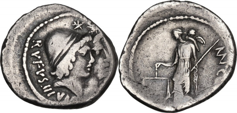 Mn. Cordius Rufus. Denarius, Rome mint, 46 BC. Cr. 463/1a-b; B. 1-2 (Cordia). AR...