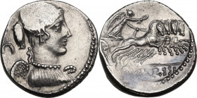 T. Carisius. AR Denarius, 46 BC. Cr. 464/5. AR. 4.21 g. 17.50 mm. Struck on an exceptionally heavy flan. Lightly toned with warm hues, minor area of d...