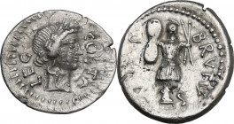 Brutus. Fourrée Denarius, late summer-autumn 42 BC. Military mint traveling with Brutus and Cassius in Western Asia Minor or Northern Greece. Pedanius...