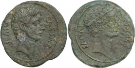 Octavian with Divos Iulius. Bronze, uncertain mint in Italy, 38 BC. Cr. 535/1. AE. 20.80 g. 30.00 mm. Green patina. Good VF.