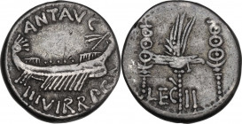 Marcus Antonius. Denarius, mint moving with Marcus Antonius, 32-31 BC. LEG II. Cr. 544/14; B. 105 (Antonia). AR. 3.09 g. 16.00 mm. Exceptionally good ...