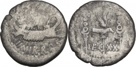Marcus Antonius. Denarius, mint moving with Marcus Antonius, 32-31 BC. Cr. 544/36; B. 135 (Antonia). AR. 2.84 g. 18.00 mm. Good F.