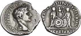 Augustus (27 BC - 14 AD). AR Denarius, Lugdunum mint, 2 BC-4 AD. RIC I (2nd ed.) 207. AR. 3.59 g. 20.00 mm. Lightly toned. Good VF.