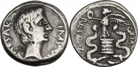 Augustus (27 BC - 14 AD). AR Quinarius, uncertain mint in Asia Minor, 29-26 BC. RIC I (2nd ed.) 276. AR. 1.85 g. 14.00 mm. Lightly toned. Good VF.
