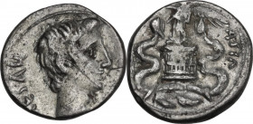 Augustus (27 BC - 14 AD). AR Quinarius, uncertain mint in Asia Minor, 29-26 BC. RIC I (2nd ed.) 276. AR. 1.89 g. 13.00 mm. Good VF.