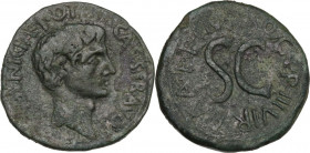 Augustus (27 BC - 14 AD). AE As, 15 BC. RIC I (2nd ed.) 382. AE. 9.73 g. 27.00 mm. Green patina. About VF.
