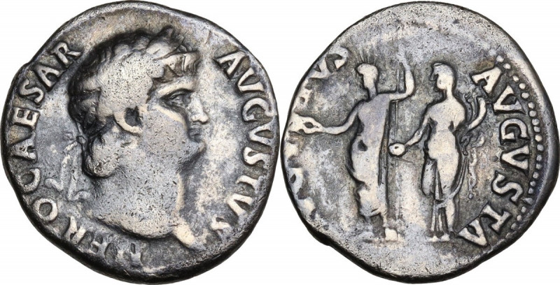 Nero (54-68). AR Denarius, 64-65. RIC I (2nd ed.) 45. AR. 3.28 g. 18.50 mm. R. A...