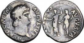 Nero (54-68). AR Denarius, 64-65. RIC I (2nd ed.) 45. AR. 3.28 g. 18.50 mm. R. About VF.