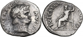 Nero (54-68). AR Denarius, 67-68. RIC I (2nd ed.) 69. AR. 2.82 g. 18.50 mm. Porosity on obverse. About VF.