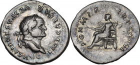 Vespasian (69 -79). AR Denarius, 75 AD. RIC II-p. 1 (2nd ed.) 772. AR. 3.05 g. 20.00 mm. VF.