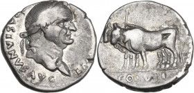Vespasian (69 -79). AR Denarius, 77-78. RIC II-p. 1 (2nd ed.) 943. AR. 3.33 g. 16.00 mm. About VF.