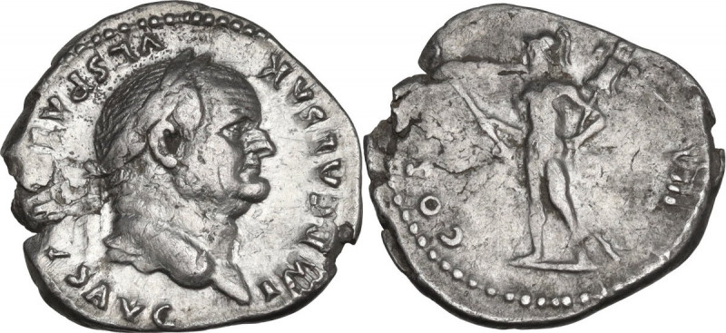 Vespasian (69 -79). AR Denarius, 77-78. RIC II-p. 1 (2nd ed.) 1937. AR. 3.20 g. ...