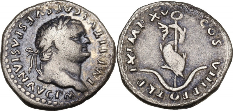 Titus (79-81). AR Denarius, 80 AD. RIC II-p. 1 (2nd ed.) 112. AR. 3.19 g. 18.00 ...