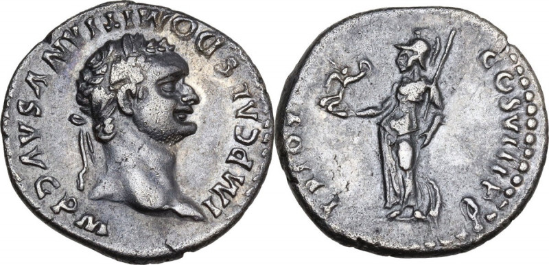 Domitian (81-96). AR Denarius, 82 AD. RIC II-p. 1 (2nd ed.) 99. AR. 3.34 g. 18.0...