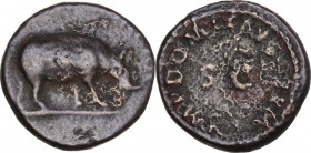 Domitian (81-96). AE Quadrans. RIC II-p. 1 (2nd ed.) 248. AE. 2.49 g. 15.00 mm. VF.