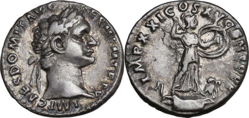 Domitian (81-96). AR Denarius, 90-91. RIC II-p. 1 (2nd ed.) 720. AR. 3.35 g. 18....