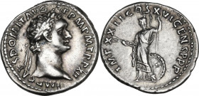 Domitian (81-96). AR Denarius, 92-93. RIC II-p. 1 (2nd ed.) 741. AR. 3.39 g. 19.00 mm. Lightly toned. Choice example. EF.