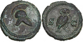 Domitian to Antoninus Pius (81-161). AE Quadrans. RIC II 11. AE. 2.73 g. 16.00 mm. Dark green patina. About EF.