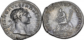 Trajan (98-117). AR Denarius. “Dacia Capta” commemorative, 108-109. RIC II 98. AR. 3.32 g. 19.50 mm. Lightly toned with golden hues. VF.