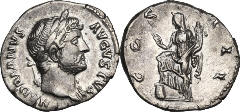 Hadrian (117-138). AR Denarius, 126-127. RIC II-p. 3 (2nd ed.) 845. AR. 3.07 g. ...