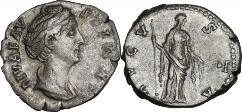 Diva Faustina I (after 141 AD). AR Denarius, 141 AD. RIC III (A. Pius) 358. AR. ...