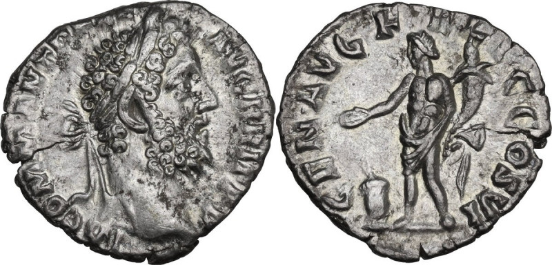 Commodus (177-193). AR Denarius, 190-191. RIC III 227. AR. 2.67 g. 17.00 mm. Abo...