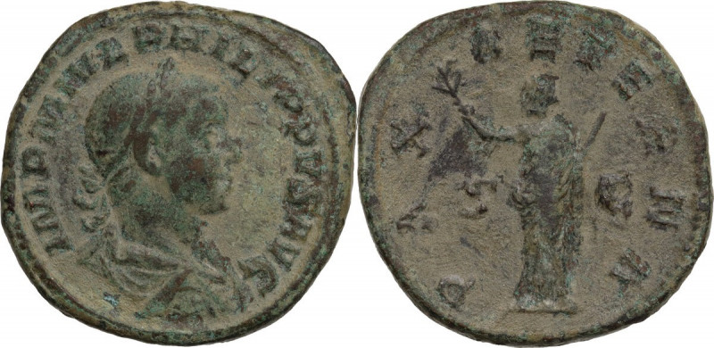 Philip II (247-249). AE Sestertius, 246-249 AD. RIC IV 268. AE. 22.81 g. 32.00 m...