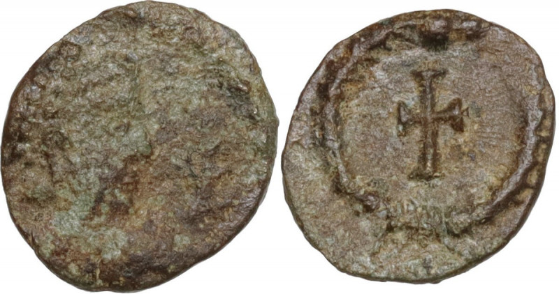 Vandals (?) , Pseudo Imperial coinage. AE 10 mm, 5th century AD. Cross within wr...