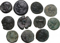 Greek World. Lot of 11 unclassified AE denominations; including: Punic Sicily and Carthage. Good VF:VF:About VF.