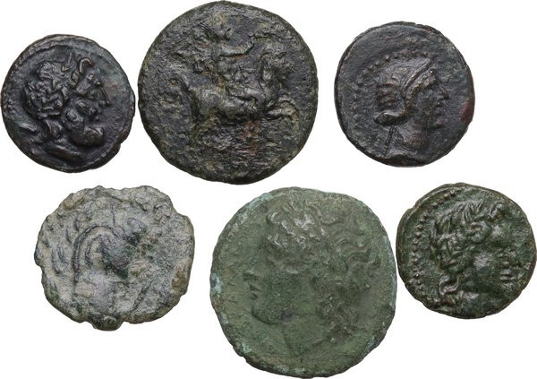 Greek World. Lot of 6 unclassified AE denominations; including: Spain, Syracuse,...