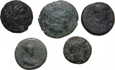 Greek World. Lot of 5 unclassified AE denominations; including: Miletos, Macedon, Lysimachos in Thrace. About VF:Good F:F.