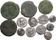 Roman Republic. Lot of thirteen (13) AR and AE coins to be sorted. AR/AE.
